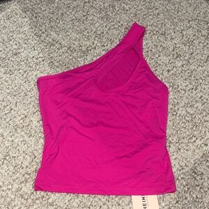 SHEIN One-Shoulder Tank Top in Hot Pink